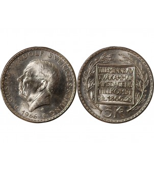 SUEDE, REFORME DE LA CONSTITUTION - 5 KRONOR ARGENT 1966 2
