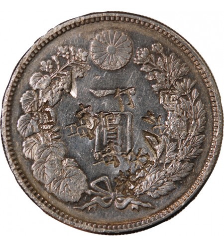 JAPON, MEIJI - 1 YEN ARGENT AN 19 (1885) - CONTREMARQUES