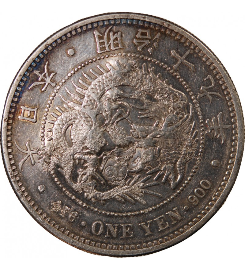 JAPON, MEIJI - 1 YEN ARGENT AN 19 (1885) - CONTREMARQUES
