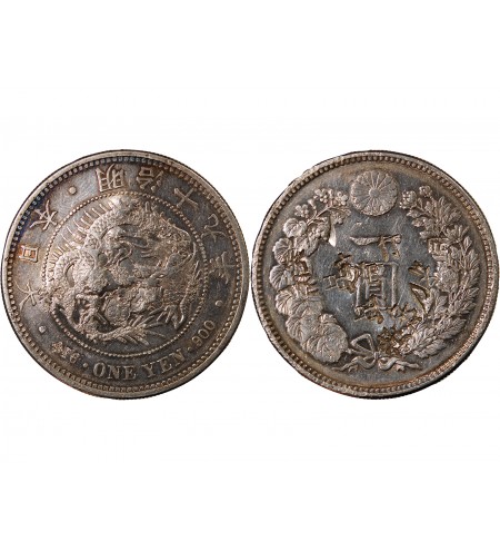 JAPON, MEIJI - 1 YEN ARGENT AN 19 (1885) - CONTREMARQUES
