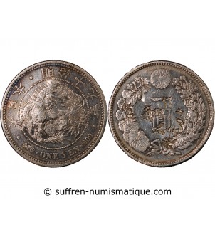 JAPON, MEIJI - 1 YEN ARGENT AN 19 (1885) - CONTREMARQUES