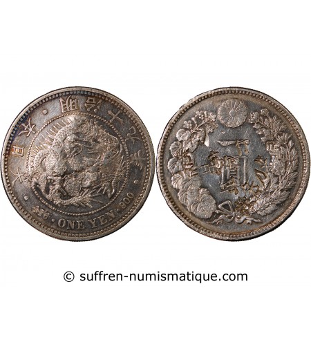 JAPON, MEIJI - 1 YEN ARGENT AN 19 (1885) - CONTREMARQUES