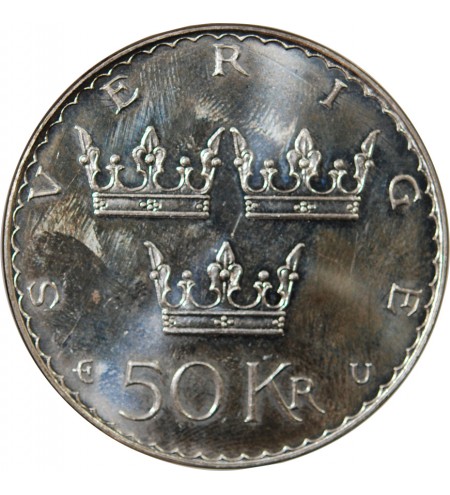 SUEDE, REFORME DE LA CONSTITUTION - 50 KRONOR ARGENT 1975