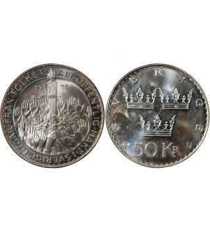 SUEDE, REFORME DE LA CONSTITUTION - 50 KRONOR ARGENT 1975 2