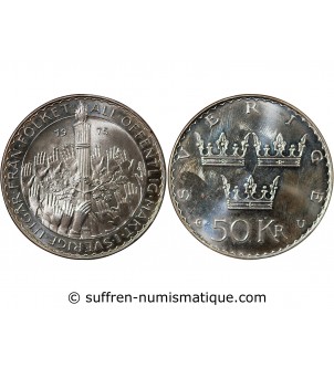 SUEDE, REFORME DE LA CONSTITUTION - 50 KRONOR ARGENT 1975