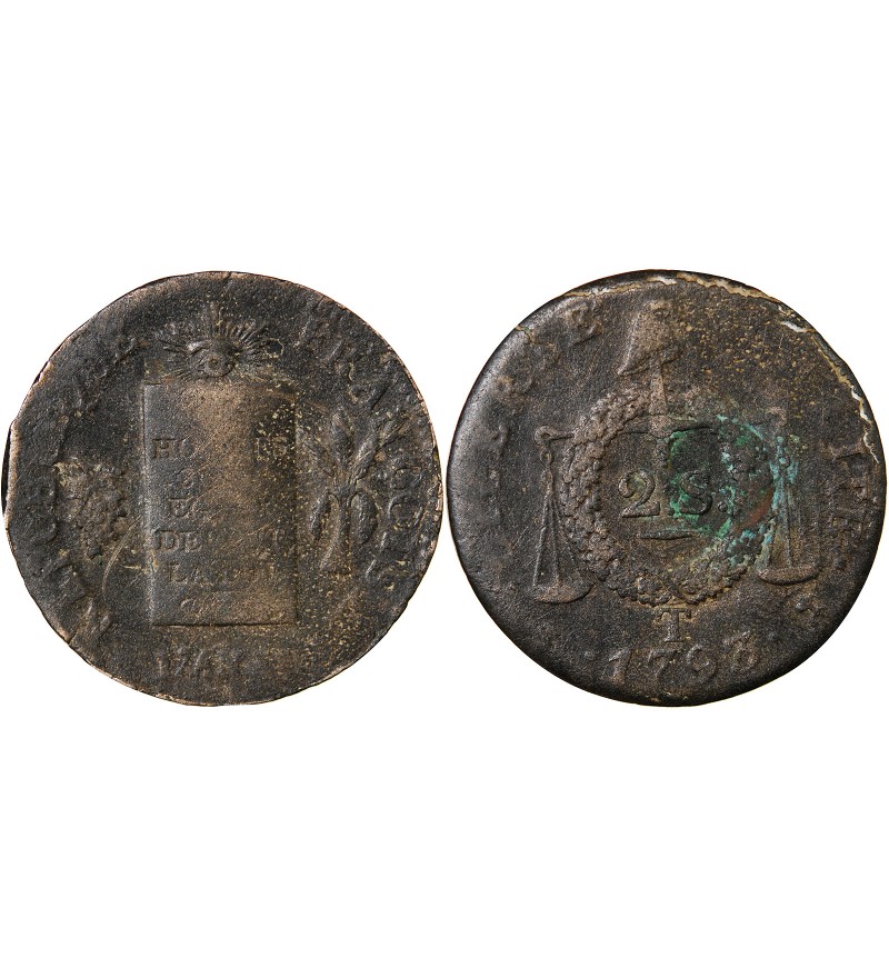 REVOLUTION FRANCAISE, CONVENTION - 2 SOLS A LA BALANCE 1793 B STRASBOURG