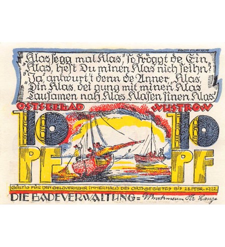 ALLEMAGNE, WUSTROW - 10 PFENNIG 1922