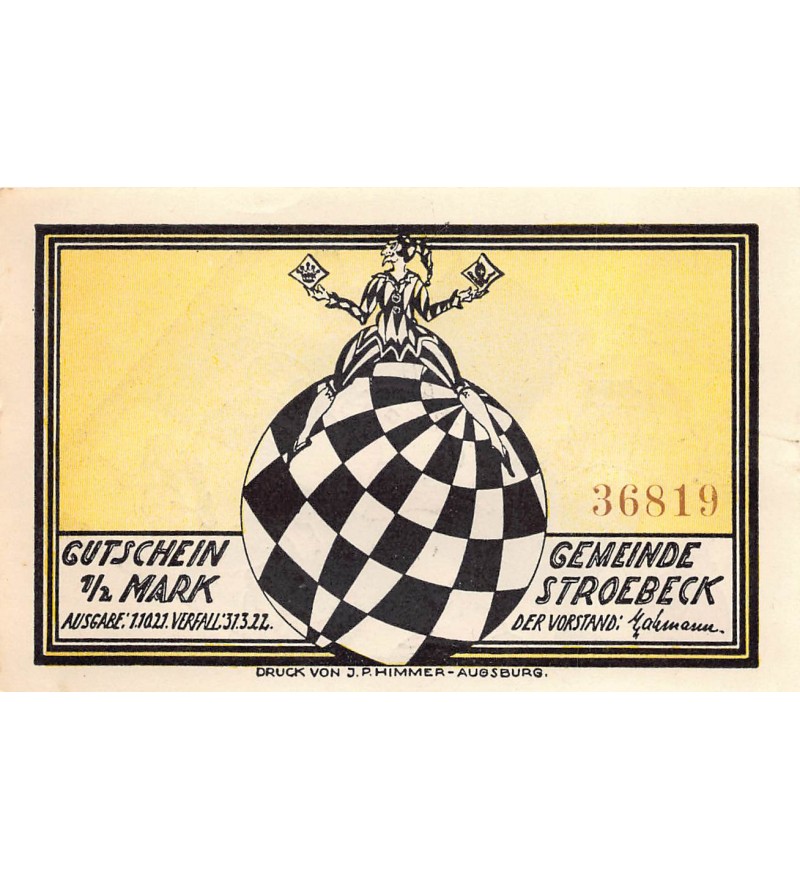 ALLEMAGNE, STROEBECK GEMEINDE - 1/2 MARK 1922