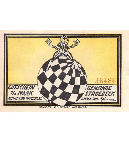 ALLEMAGNE, STROEBECK GEMEINDE - 1/2 MARK 1922