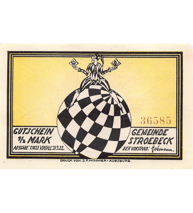 ALLEMAGNE, STROEBECK GEMEINDE - 1/2 MARK 1922