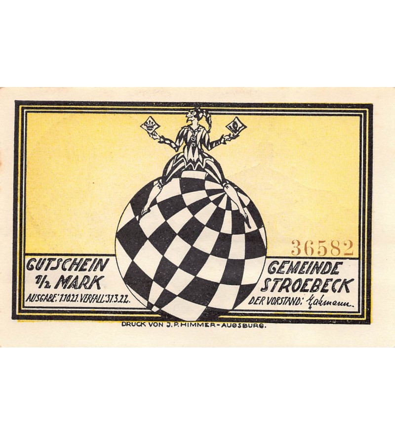 ALLEMAGNE, STROEBECK GEMEINDE - 1/2 MARK 1922
