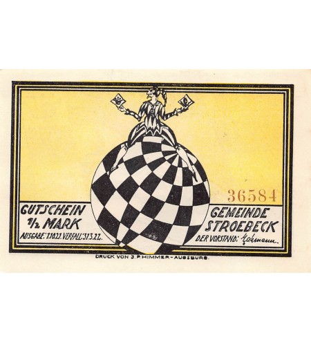 ALLEMAGNE, STROEBECK GEMEINDE - 1/2 MARK 1922