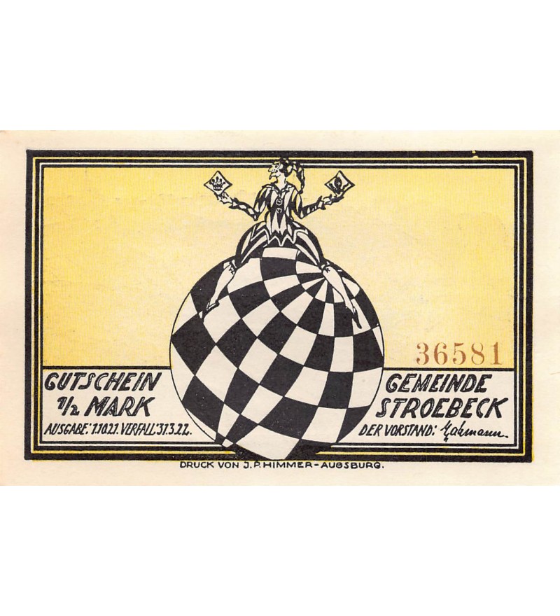 ALLEMAGNE, STROEBECK GEMEINDE - 1/2 MARK 1922