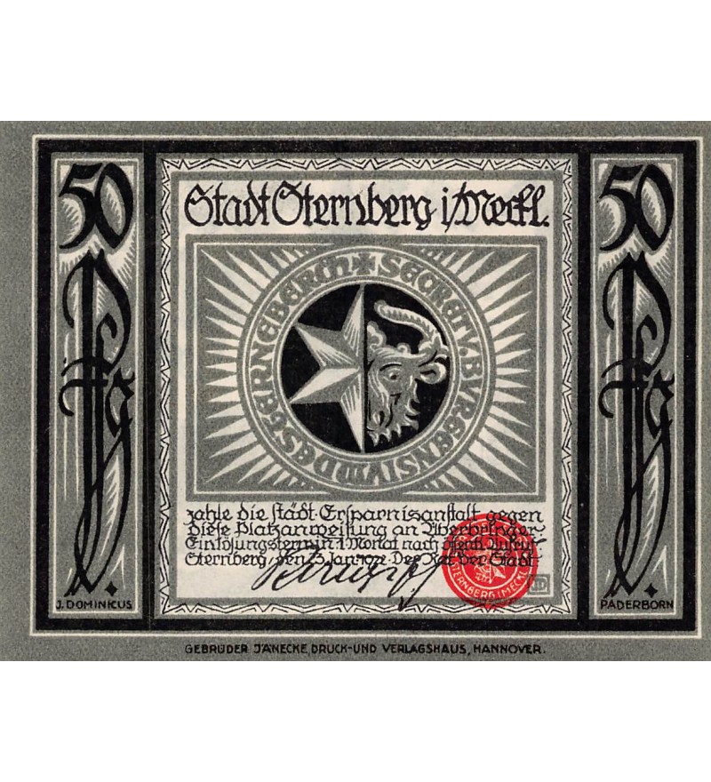 ALLEMAGNE, STERNBERG - 50 PFENNIG 1922