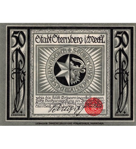 ALLEMAGNE, STERNBERG - 50 PFENNIG 1922