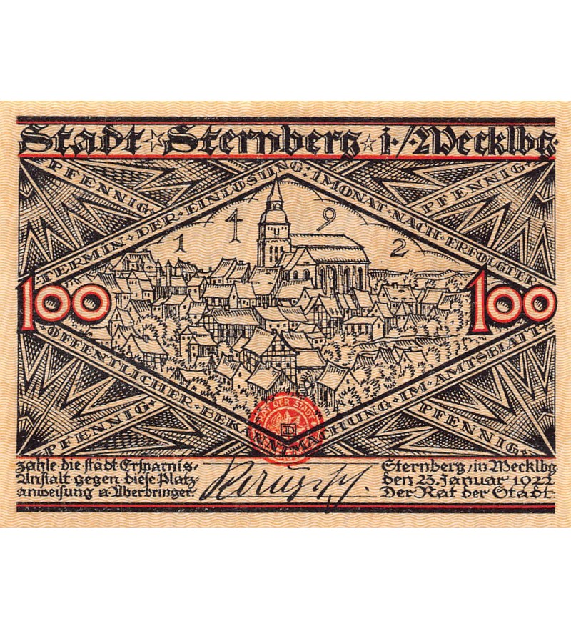 ALLEMAGNE, STERNBERG - 100 PFENNIG 1922