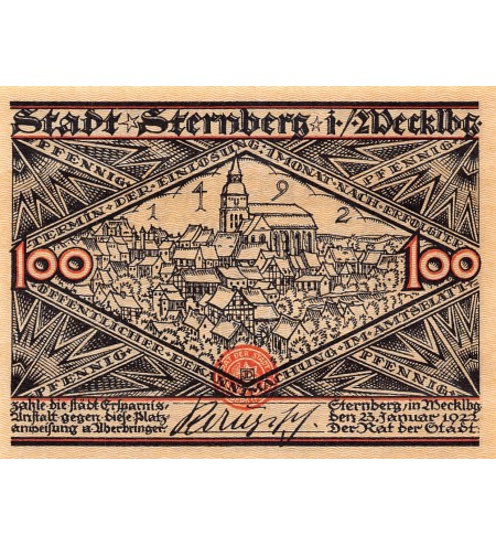 ALLEMAGNE, STERNBERG - 100 PFENNIG 1922