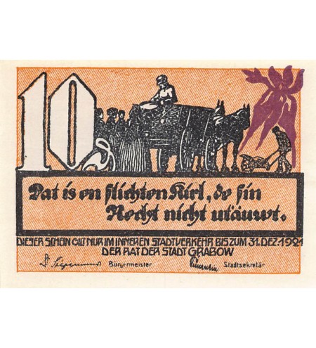 ALLEMAGNE, GRABOW - 10 PFENNIG 1921