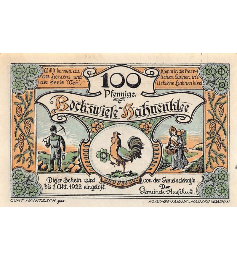 ALLEMAGNE, BOCKSWIESE - 100 PFENNIG 1922