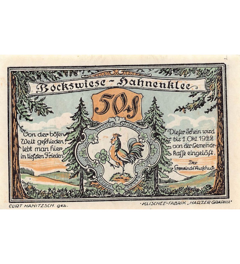 ALLEMAGNE, BOCKSWIESE - 50 PFENNIG 1922