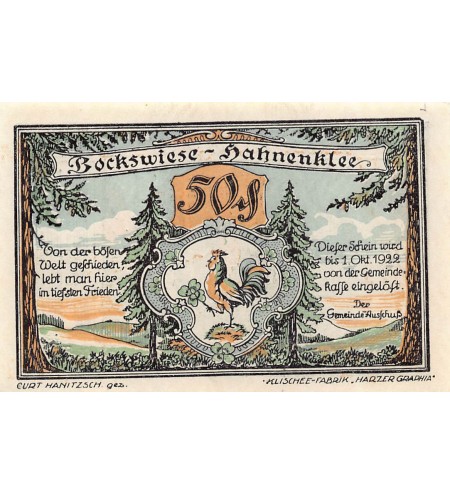 ALLEMAGNE, BOCKSWIESE - 50 PFENNIG 1922