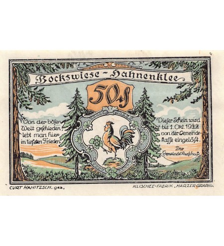 ALLEMAGNE, BOCKSWIESE - 50 PFENNIG 1922