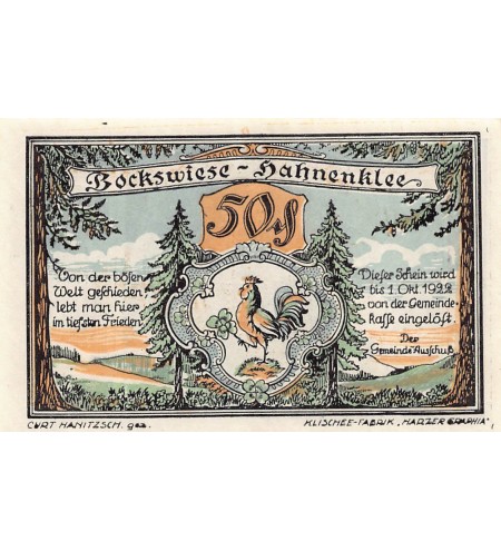 ALLEMAGNE, BOCKSWIESE - 50 PFENNIG 1922