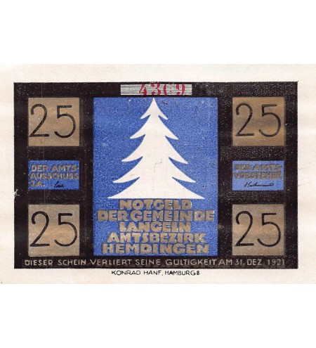 ALLEMAGNE, LANGELN - 25 PFENNIG 1921