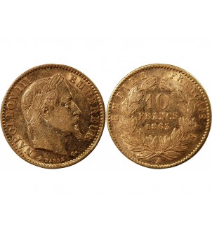NAPOLEON III - 10 FRANCS OR 1863 A PARIS 2