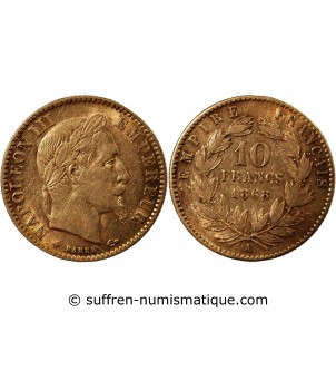 NAPOLEON III - 10 FRANCS OR 1868 A PARIS