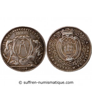 MAIRE DE NANTES, JEAN-BAPTISTE GELLÉE DE PREMION – JETON ARGENT 1754
