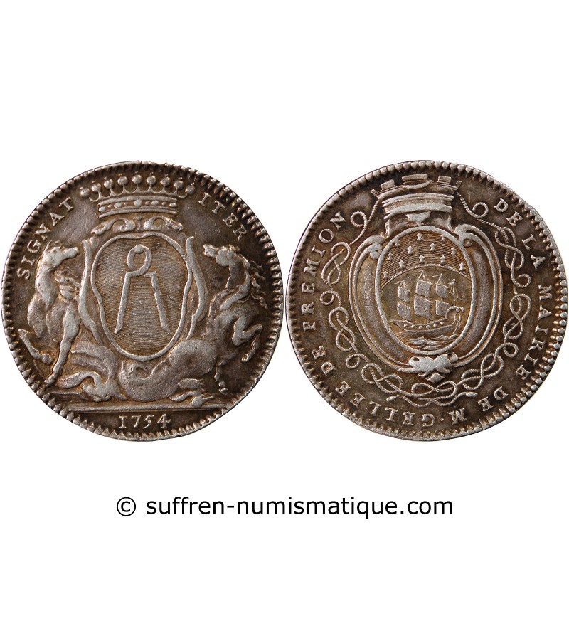 MAIRE DE NANTES, JEAN-BAPTISTE GELLÉE DE PREMION – JETON ARGENT 1754