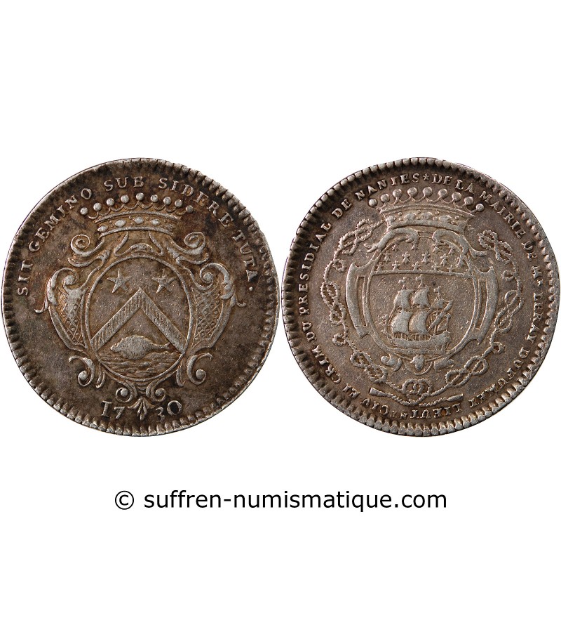 MAIRE DE NANTES, RENÉ LERAY, SIEUR DU FUMET – JETON ARGENT 1730 F.8907