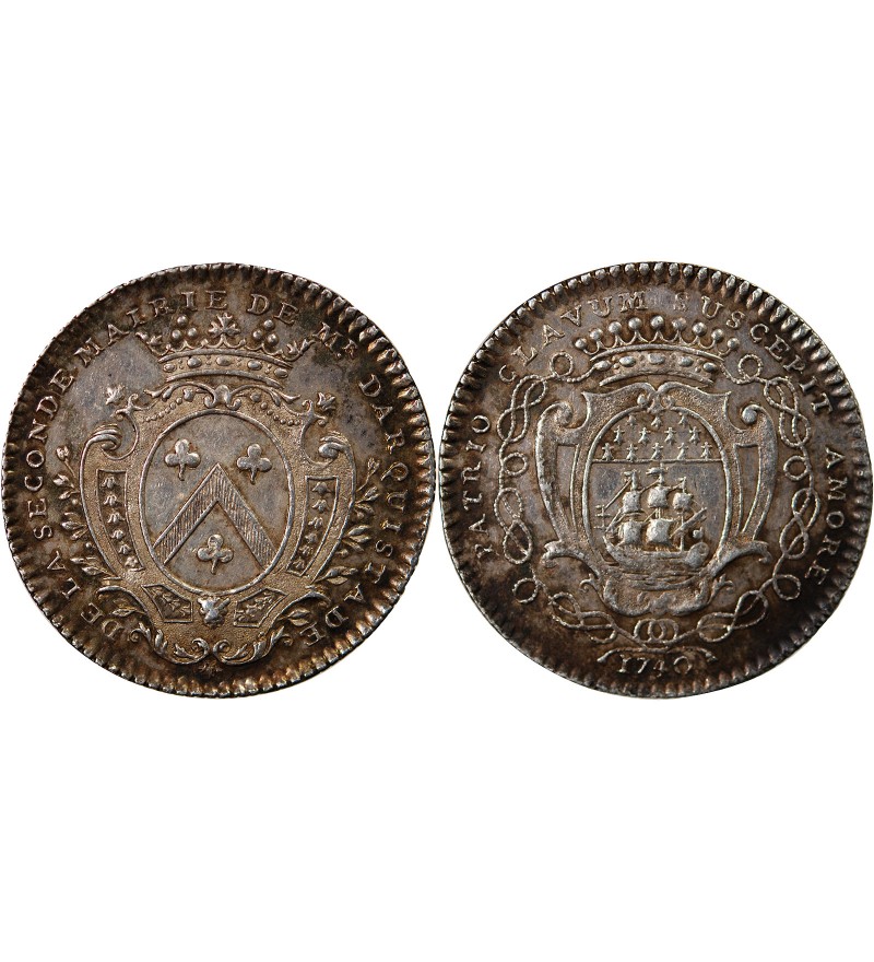 MAIRE DE NANTES, RENÉ DARQUISTADE – JETON ARGENT 1740