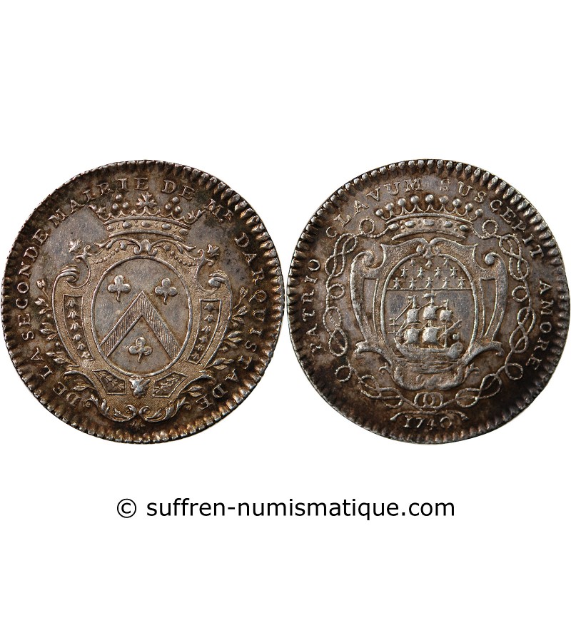 MAIRE DE NANTES, RENÉ DARQUISTADE – JETON ARGENT 1740