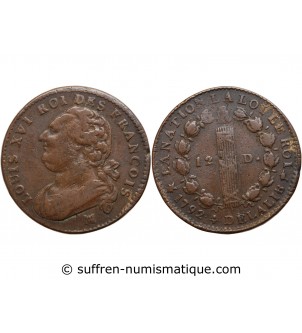 REVOLUTION FRANCAISE, CONSTITUTION - 12 DENIERS ROI DES FRANCOIS 1792 MA MARSEILLE