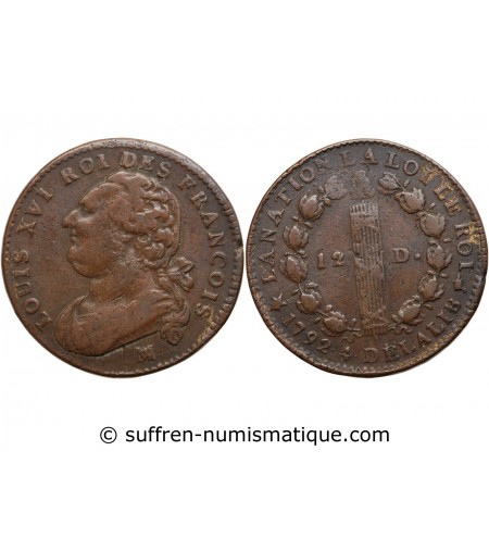 REVOLUTION FRANCAISE, CONSTITUTION - 12 DENIERS ROI DES FRANCOIS 1792 MA MARSEILLE
