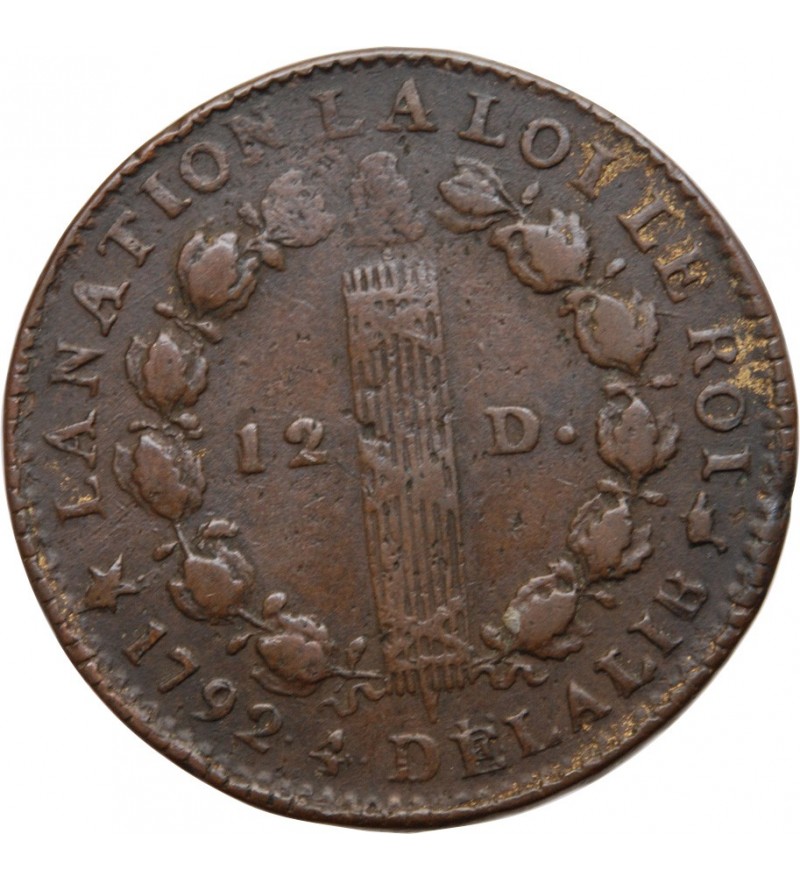 REVOLUTION FRANCAISE, CONSTITUTION - 12 DENIERS ROI DES FRANCOIS 1792 MA MARSEILLE