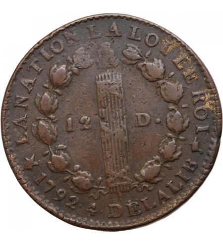 REVOLUTION FRANCAISE, CONSTITUTION - 12 DENIERS ROI DES FRANCOIS 1792 MA MARSEILLE
