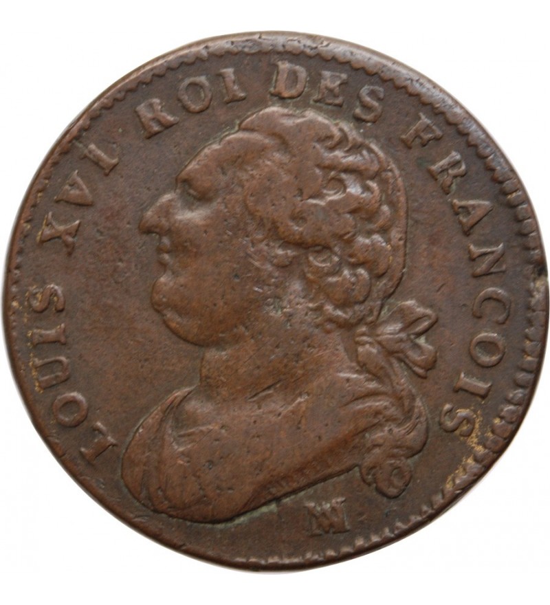 REVOLUTION FRANCAISE, CONSTITUTION - 12 DENIERS ROI DES FRANCOIS 1792 MA MARSEILLE