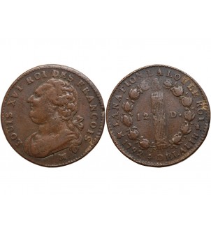 REVOLUTION FRANCAISE, CONSTITUTION - 12 DENIERS ROI DES FRANCOIS 1792 MA MARSEILLE 2