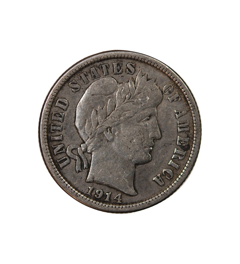 USA - 10 CENTS ARGENT "Barber Dime" 1914 PHILADELPHIE