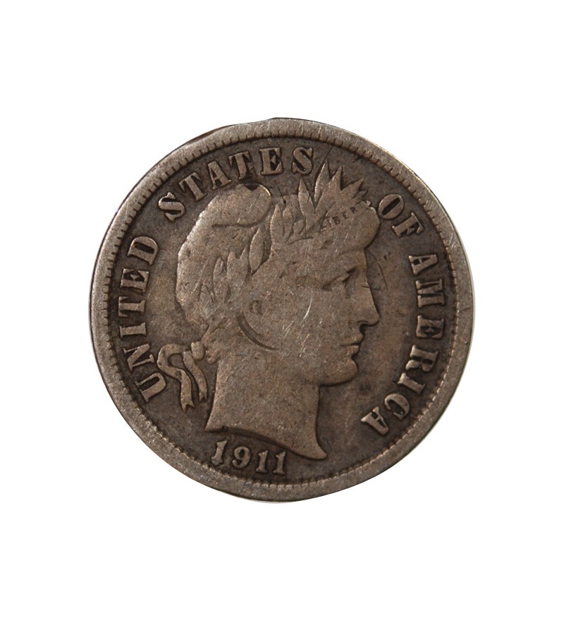 USA - 10 CENTS ARGENT "Barber Dime" 1911 PHILADELPHIE