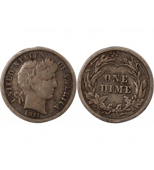 USA - 10 CENTS ARGENT "Barber Dime" 1911 PHILADELPHIE 2