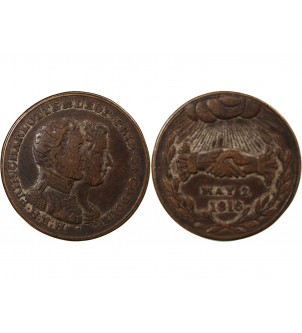 MARIAGE DE LEOPOLD, PRINCE DE COBOURG - JETON CUIVRE 1816 2