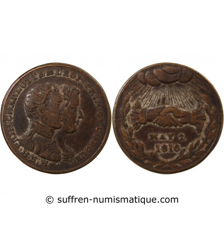 MARIAGE DE LEOPOLD, PRINCE DE COBOURG - JETON CUIVRE 1816