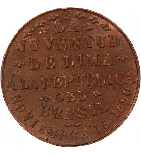 PEROU, LA JUVENTUD DE LIMA A LA REPUBLIQUE DU BRESIL - JETON CUIVRE 1890