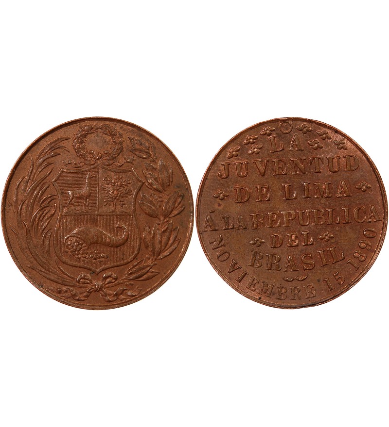 PEROU, LA JUVENTUD DE LIMA A LA REPUBLIQUE DU BRESIL - JETON CUIVRE 1890