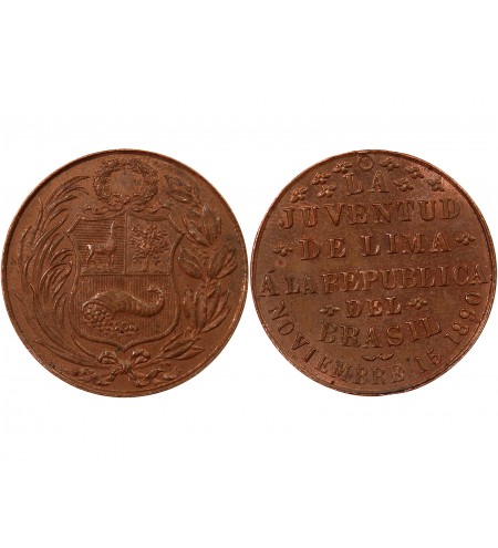PEROU, LA JUVENTUD DE LIMA A LA REPUBLIQUE DU BRESIL - JETON CUIVRE 1890
