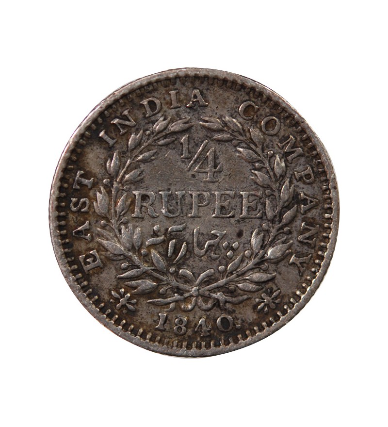 INDE, VICTORIA - 1/4 RUPEE ARGENT 1840